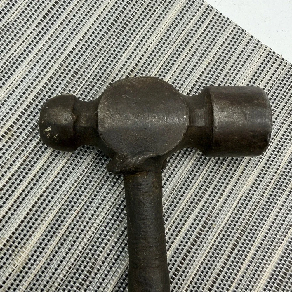 Vintage Ball Peen Hammer Custom Welded Bolt Handle Primitive Blacksmith Tool 8in